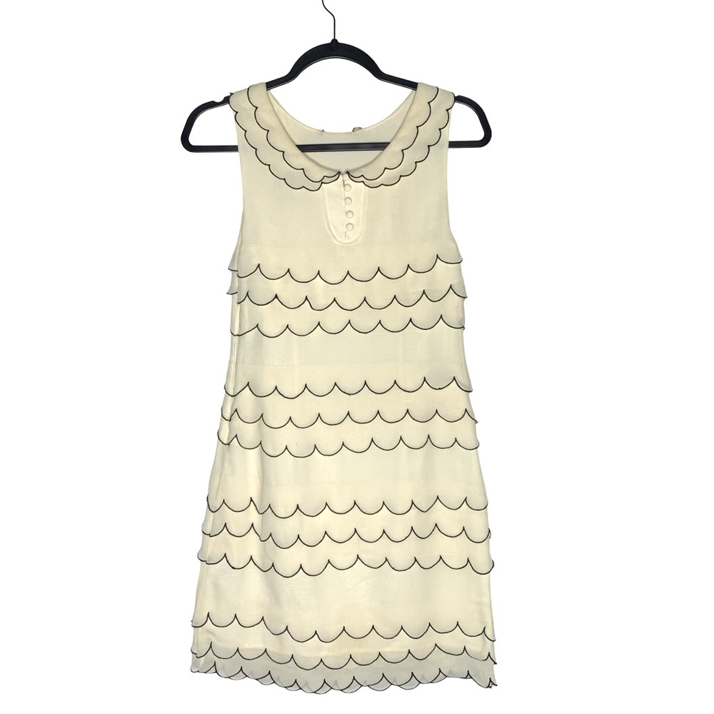 Ted Baker London Cream Scalloped Layered Silk Dress